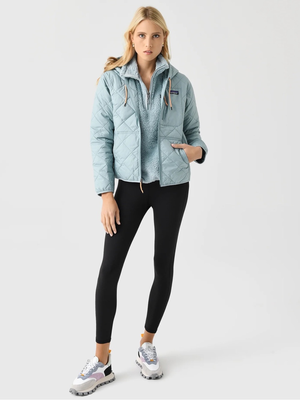 Patagonia Womens Diamond Quilted Bomber Hoody Jacket, Thermal Blue, NWT, size XS - Picture 2 of 6
